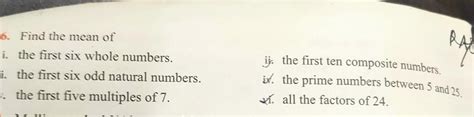 first six odd natural numbers|The mean of the first 6 odd natural numbers is .